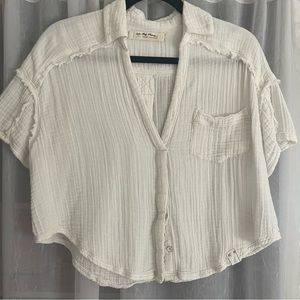 free people cropped button up shirt
